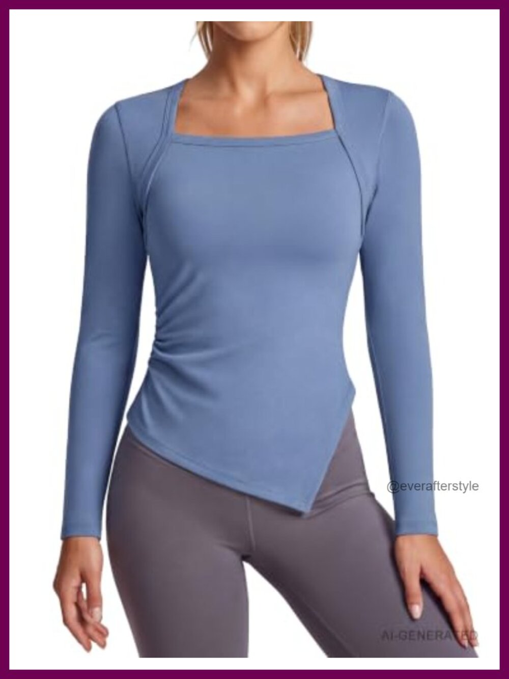 BMJL Womens Workout Top Yoga Long Sleeve Ruched Athletic Gym Shirt